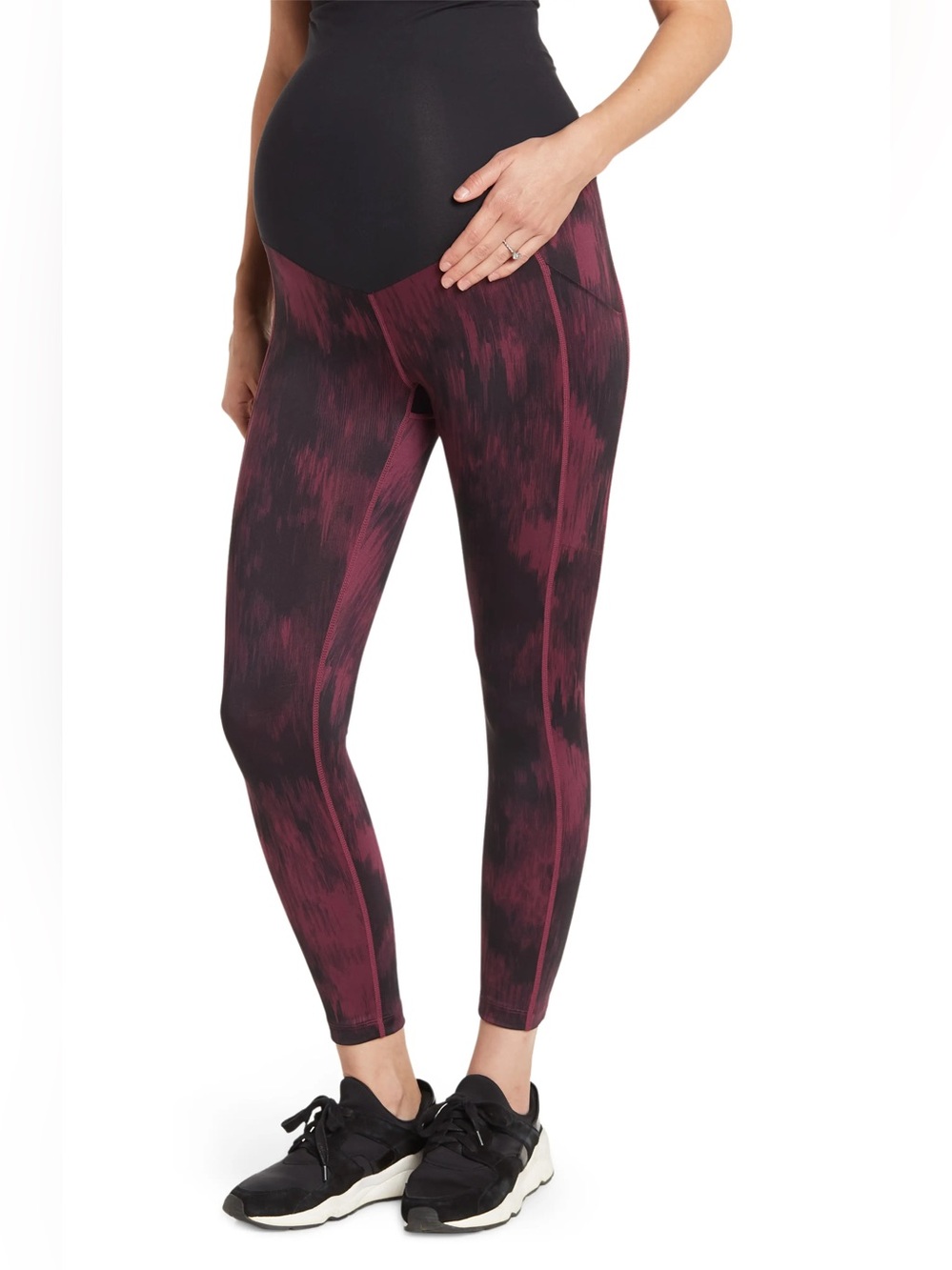 NWT Z By Zella Maternity workout active Pocket 7/8 Leggings Purple black Small